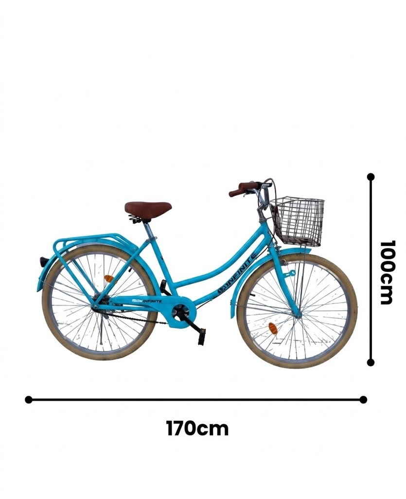 Infinite Bicicleta Urbana R26 Vintage Turismo Azul Pastel con Canasta IF-A3