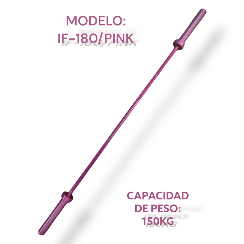 Infinité Barra Olímpica de Aluminio Color Rosa 180 CM 5 KG IF-180/PINK