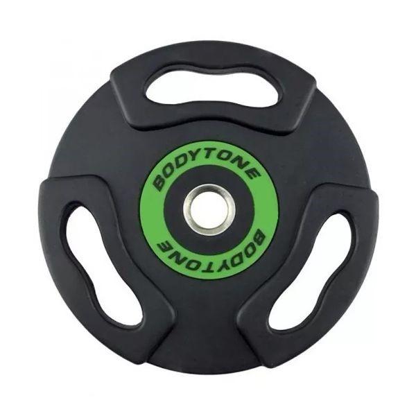  Disco Olimpico de 50 mm Color Negro con Verde 15 Kg  Modelo 50/15 V