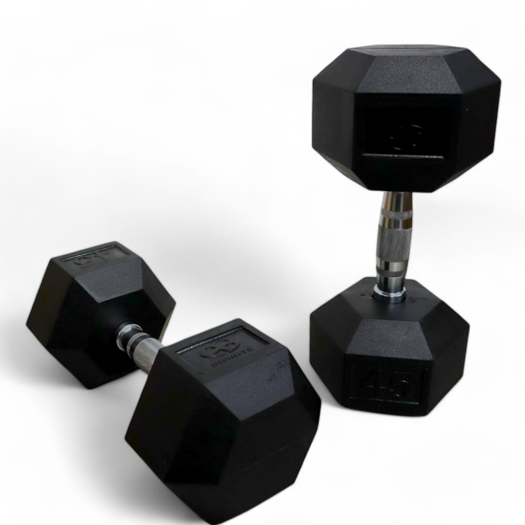 Infinité Mancuerna Hexagonal Goma de alta Resistencia Par 45 Libras IF-HL45