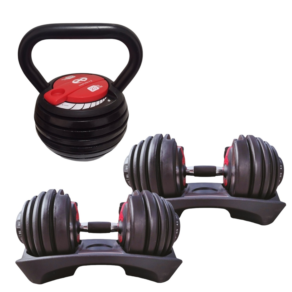 Infinité Par de Mancuernas Ajustables/ Ajustable Dumbell IF-MA24K-PAR + PESA RUSA GRATIS IF-KADJ