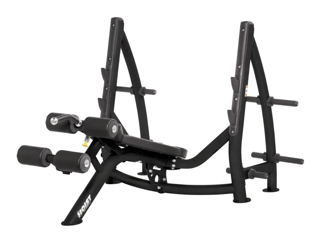 Hoist Fitness Banco Declinado olímpico con almacenamiento/Olympic Decline Bench With Storage HF-CF-3177-A