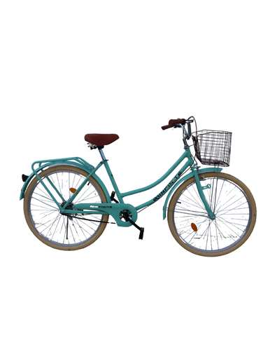 [IF-A2] Infinite Bicicleta Urbana R26 Vintage Turismo Verde Pastel con Canasta IF-A2