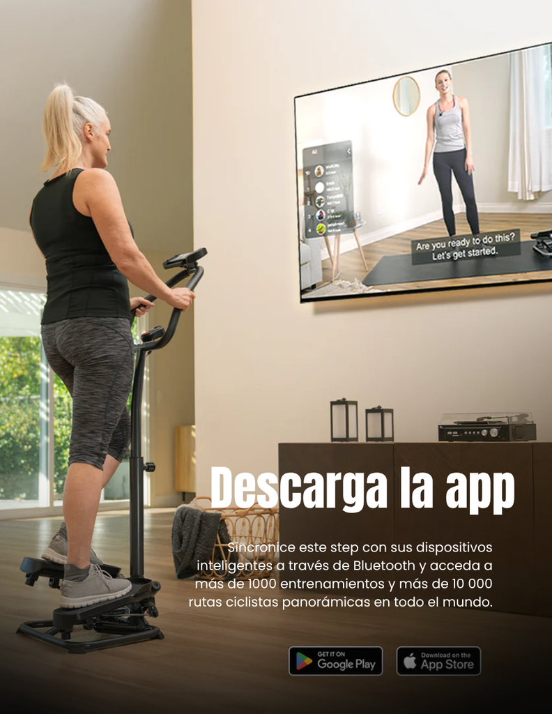 Sunny Health & Fitness Maquina Paso a Paso Para Escaleras Inteligente con Manillar Ajustable SF-S020027SMART