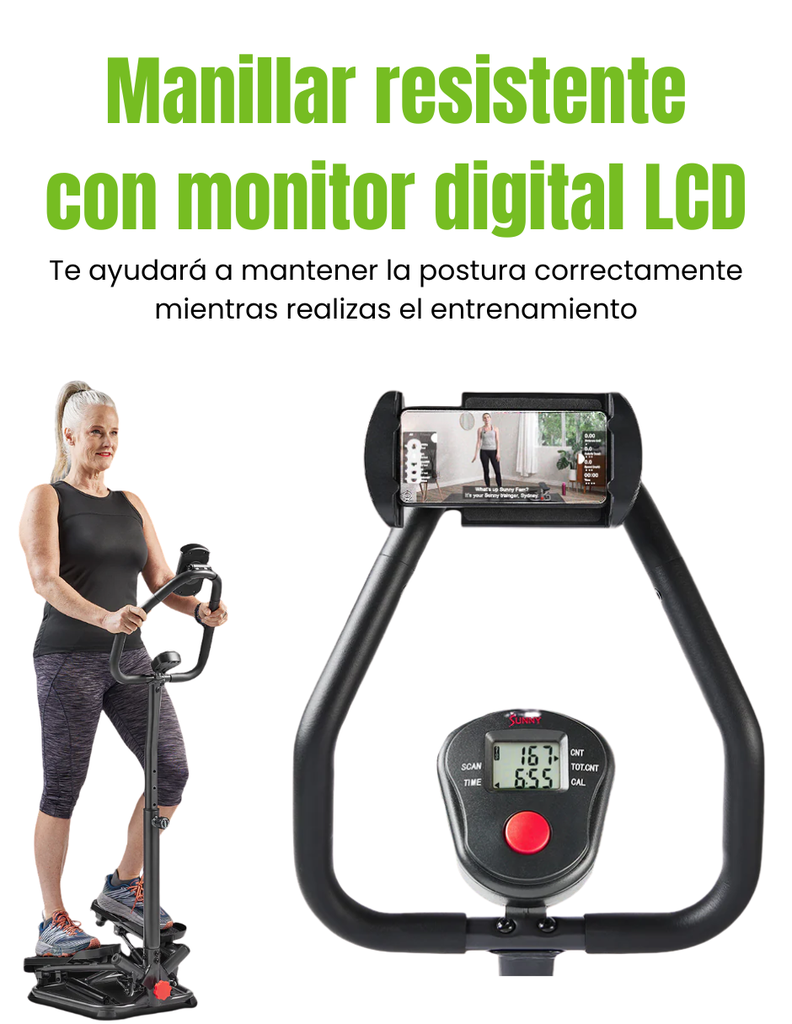 Sunny Health & Fitness Maquina Paso a Paso Para Escaleras Inteligente con Manillar Ajustable SF-S020027SMART