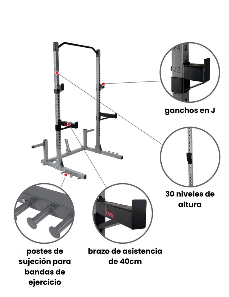 Sunny Health & Fitness Rack de Potencia para Sentadilla Power Rack SF-BH6802
