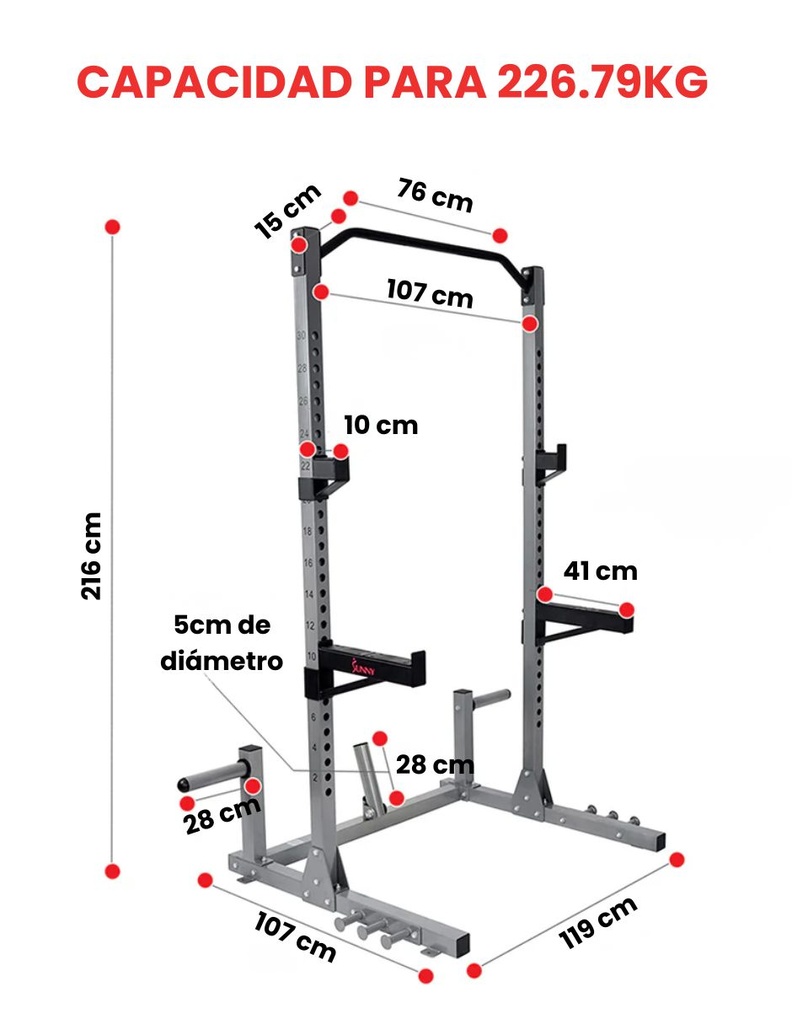 Sunny Health & Fitness Rack de Potencia para Sentadilla Power Rack SF-BH6802