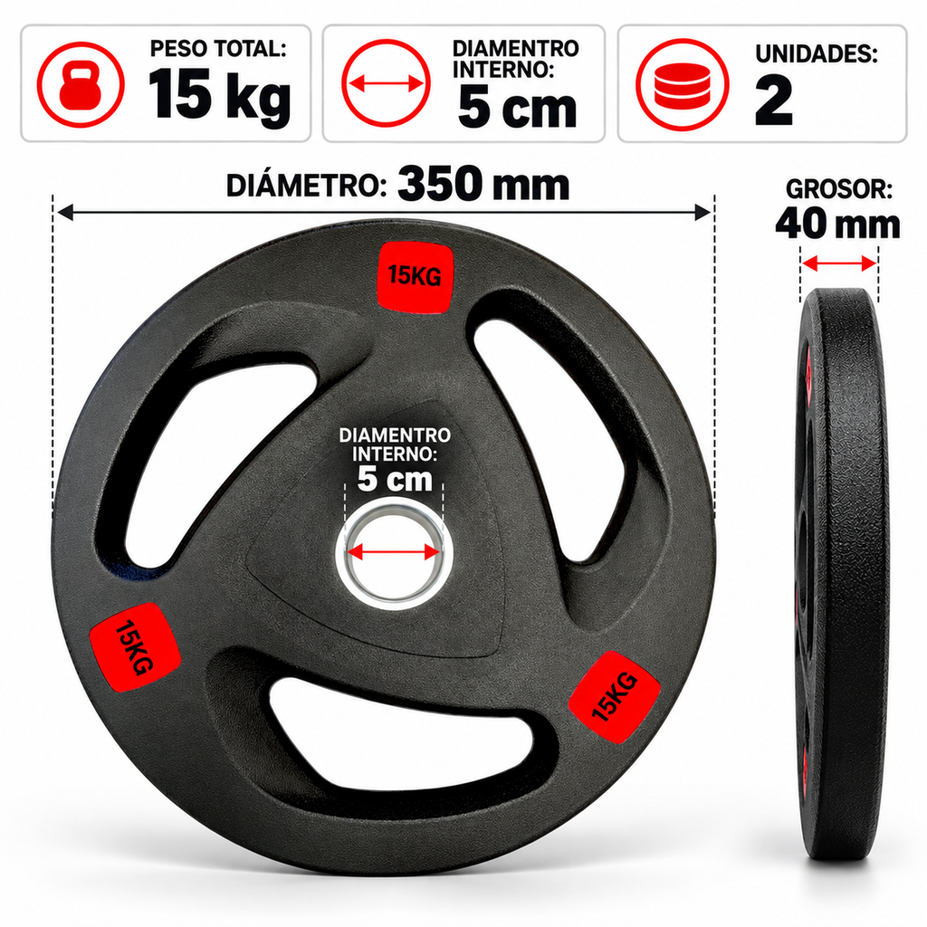 Par Discos Olímpicos de 15 Kg Linea Económica IF-LE50/15