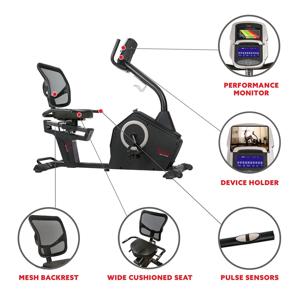 BICICLETA RECUMBENTE CON DISPLAY PROGRAMABLE Y 16 NIVELES DE RESISTENCIA