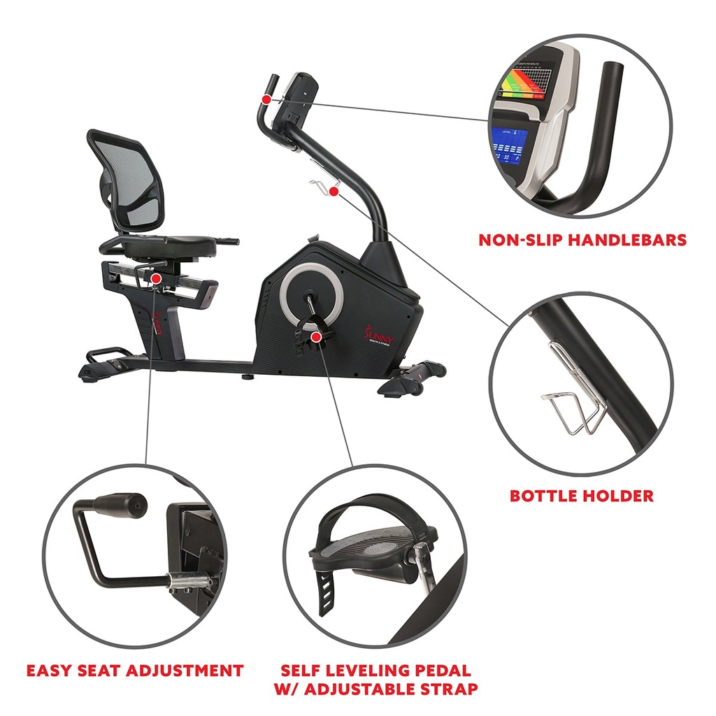 BICICLETA RECUMBENTE CON DISPLAY PROGRAMABLE Y 16 NIVELES DE RESISTENCIA