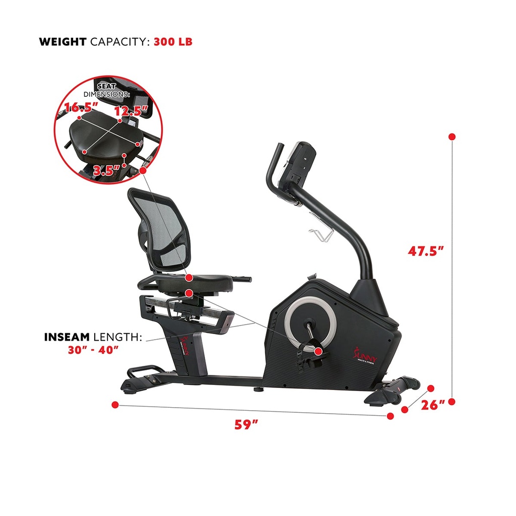 BICICLETA RECUMBENTE CON DISPLAY PROGRAMABLE Y 16 NIVELES DE RESISTENCIA