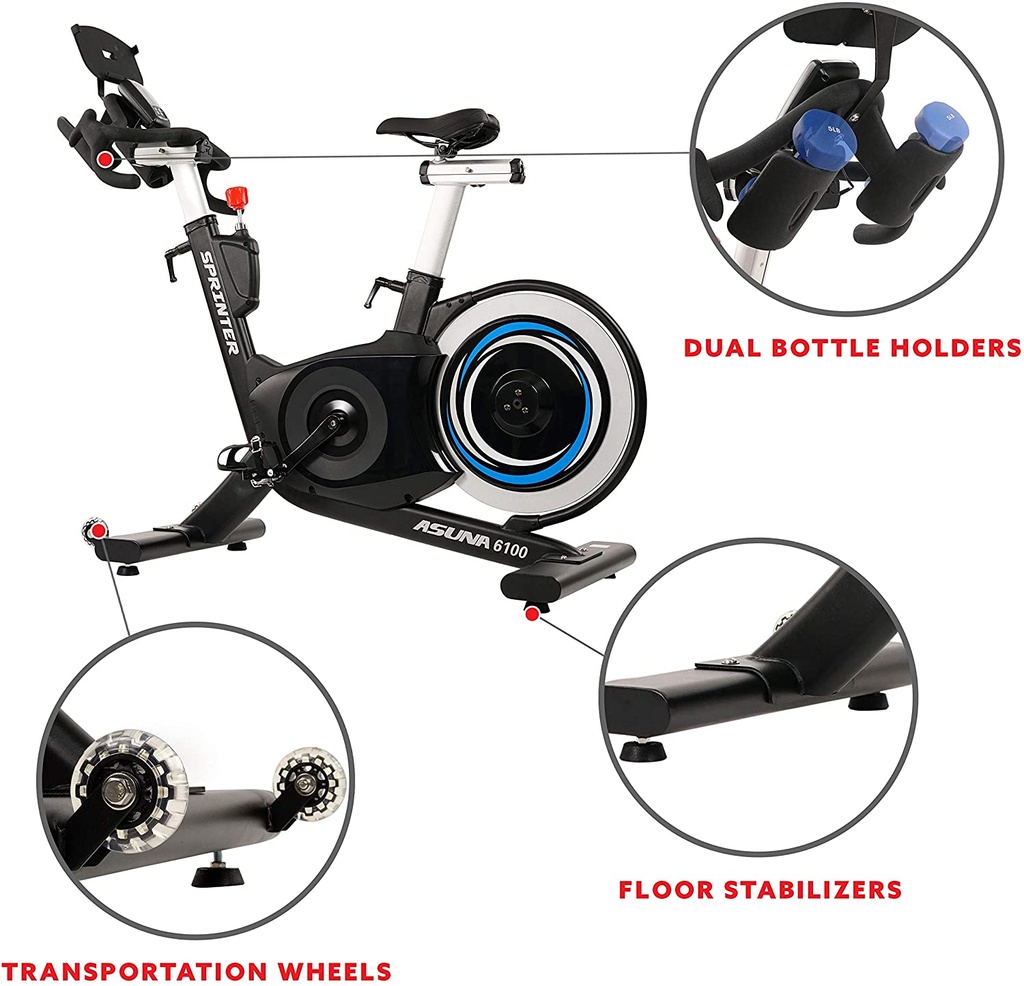 Sunny Health & Fitness - Bicicleta Entrenadora de Pista Comercial -Ciclismo Interior ASUNA - SF-B6100