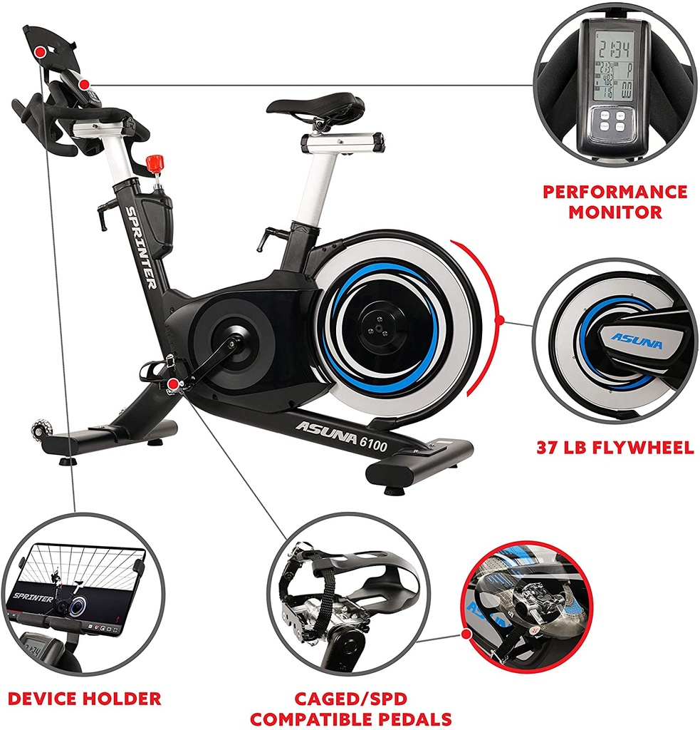 Sunny Health & Fitness - Bicicleta Entrenadora de Pista Comercial -Ciclismo Interior ASUNA - SF-B6100