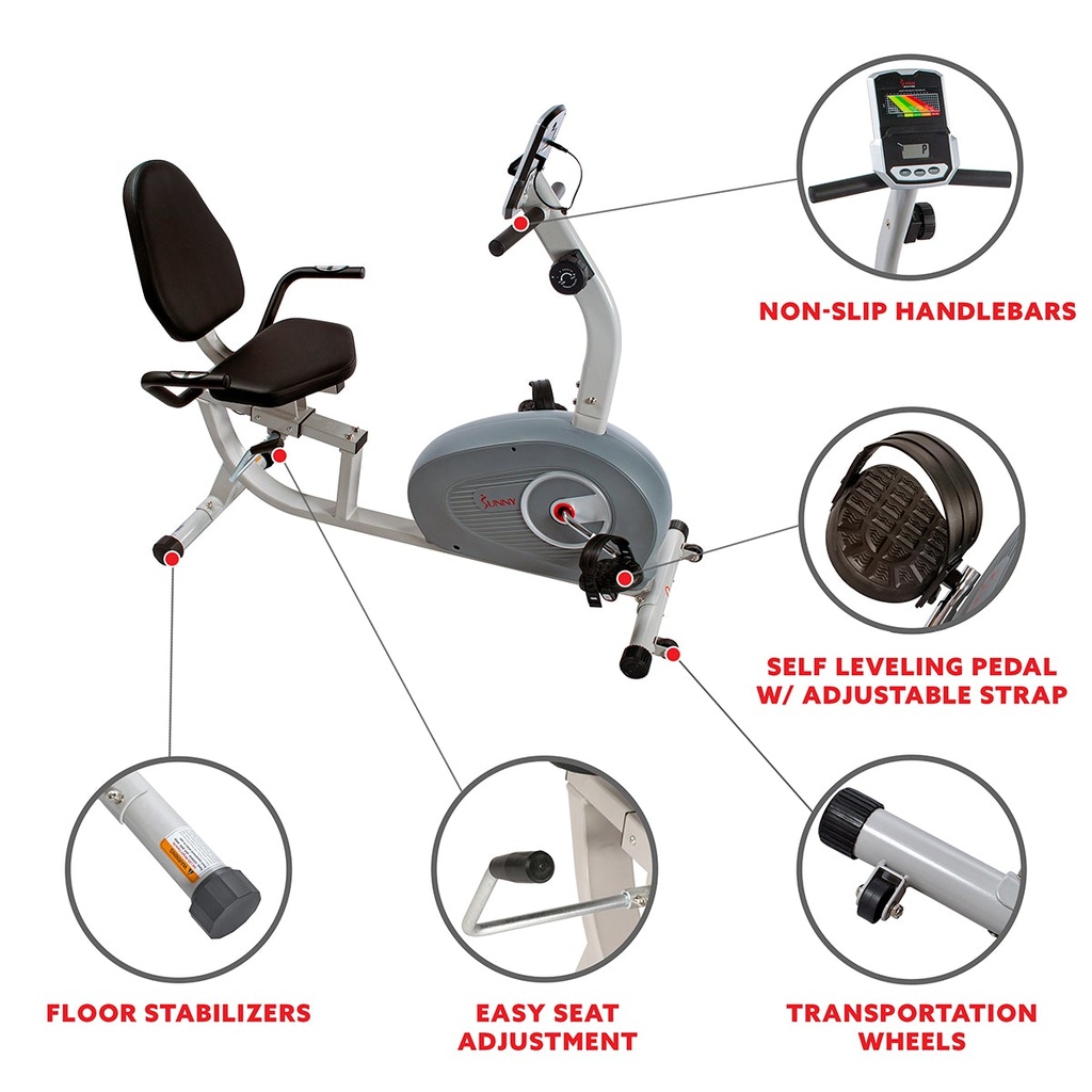 BICICLETA ESTÁTICA RECLINADA MAGNÉTICA SUNNY HEALTH & FITNESS