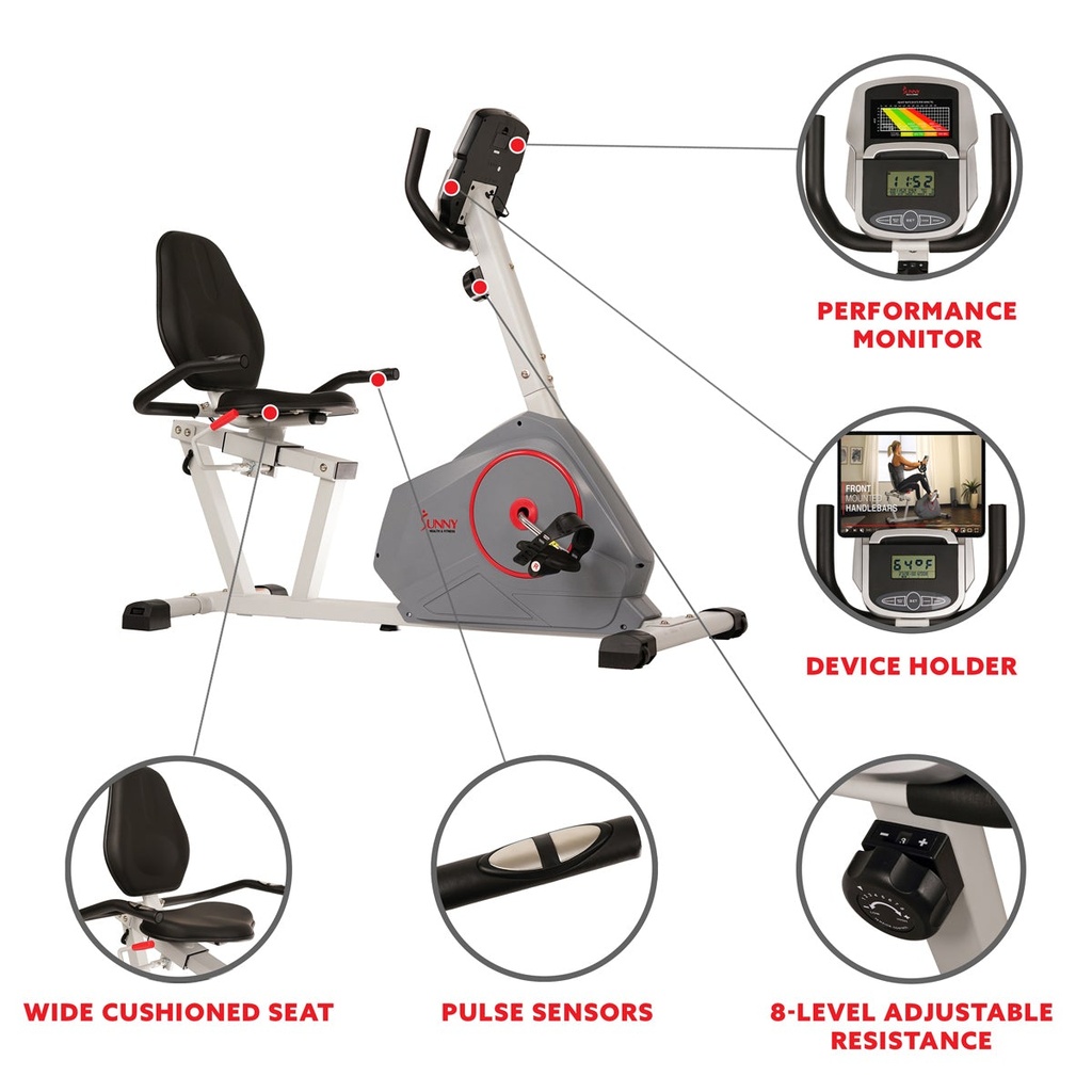BICICLETA ESTÁTICA RECLINADA MAGNÉTICA CON TRANSMISIÓN POR CORREA SILENCIOSA MONITOR DE RENDIMIENTO CALCULADORA DE IMC