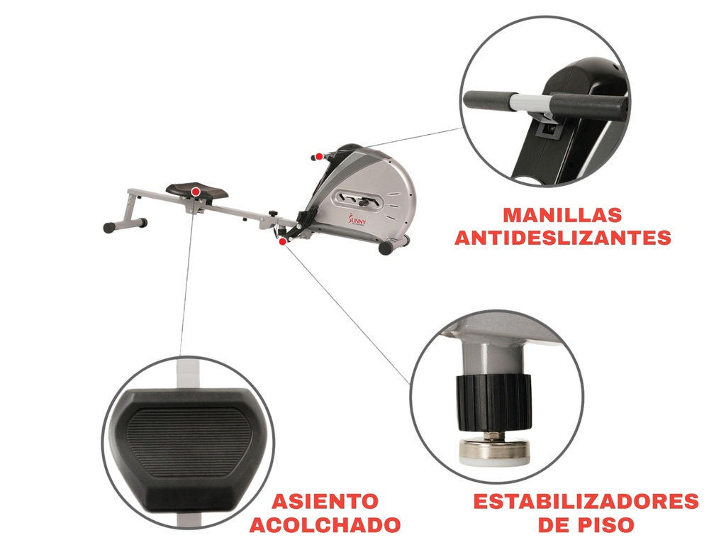 Sunny Fitness Máquina de remo con cordón elástico Bungee Resistance Rower SF-RW5606