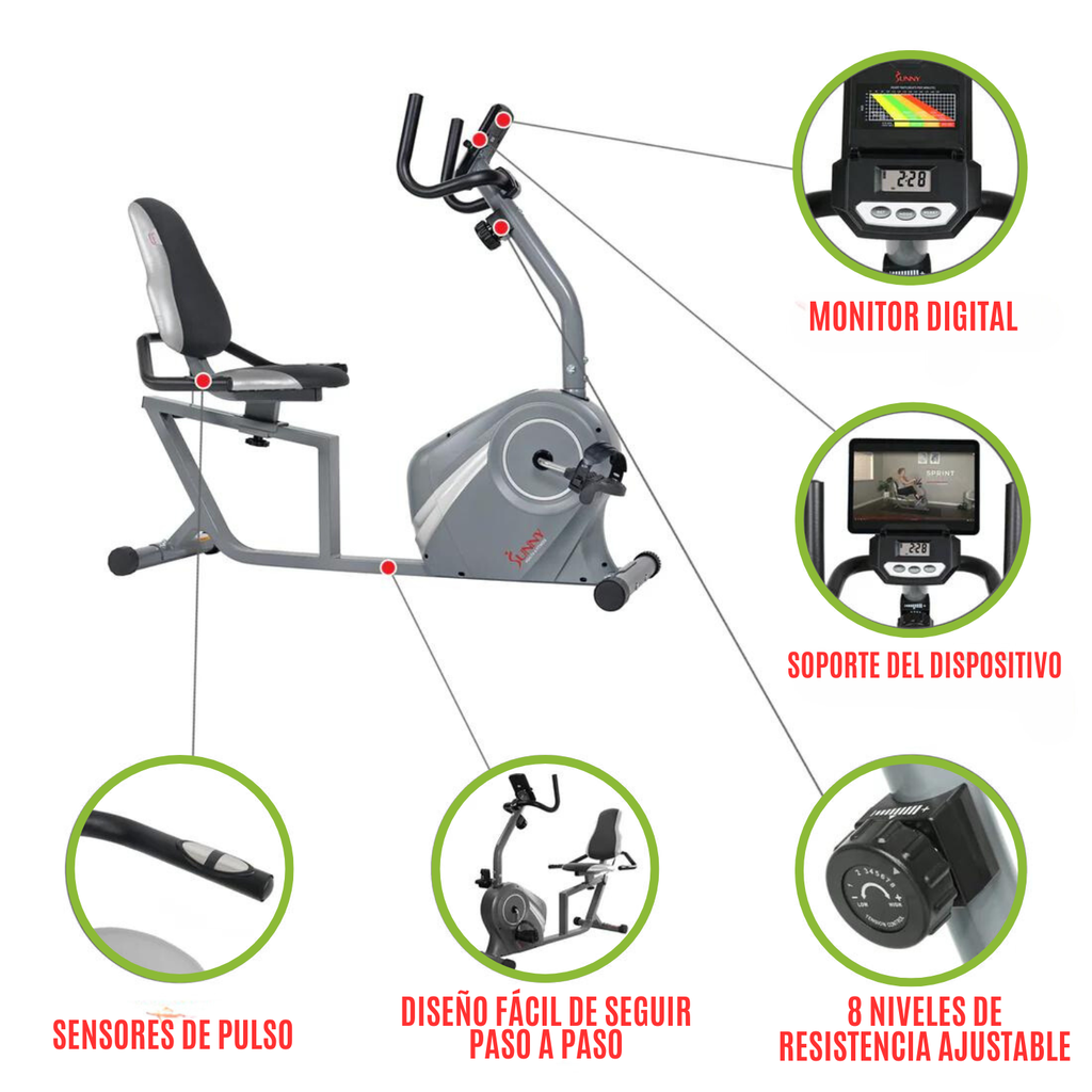 SUNNY Bicicleta recumbente con asiento de apoyo SF-RB4876