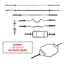 SUNNY HEALTH &amp; FITNESS 48 OLYMPIC SUPER CURL BAR WITH RING COLLARS OB-48