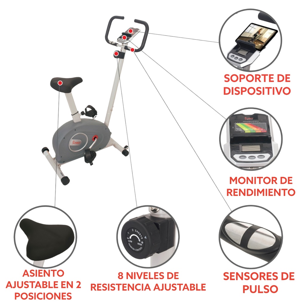 SUNNY Bicicleta Vertical de resistencia magnética con monitor SF-B2906