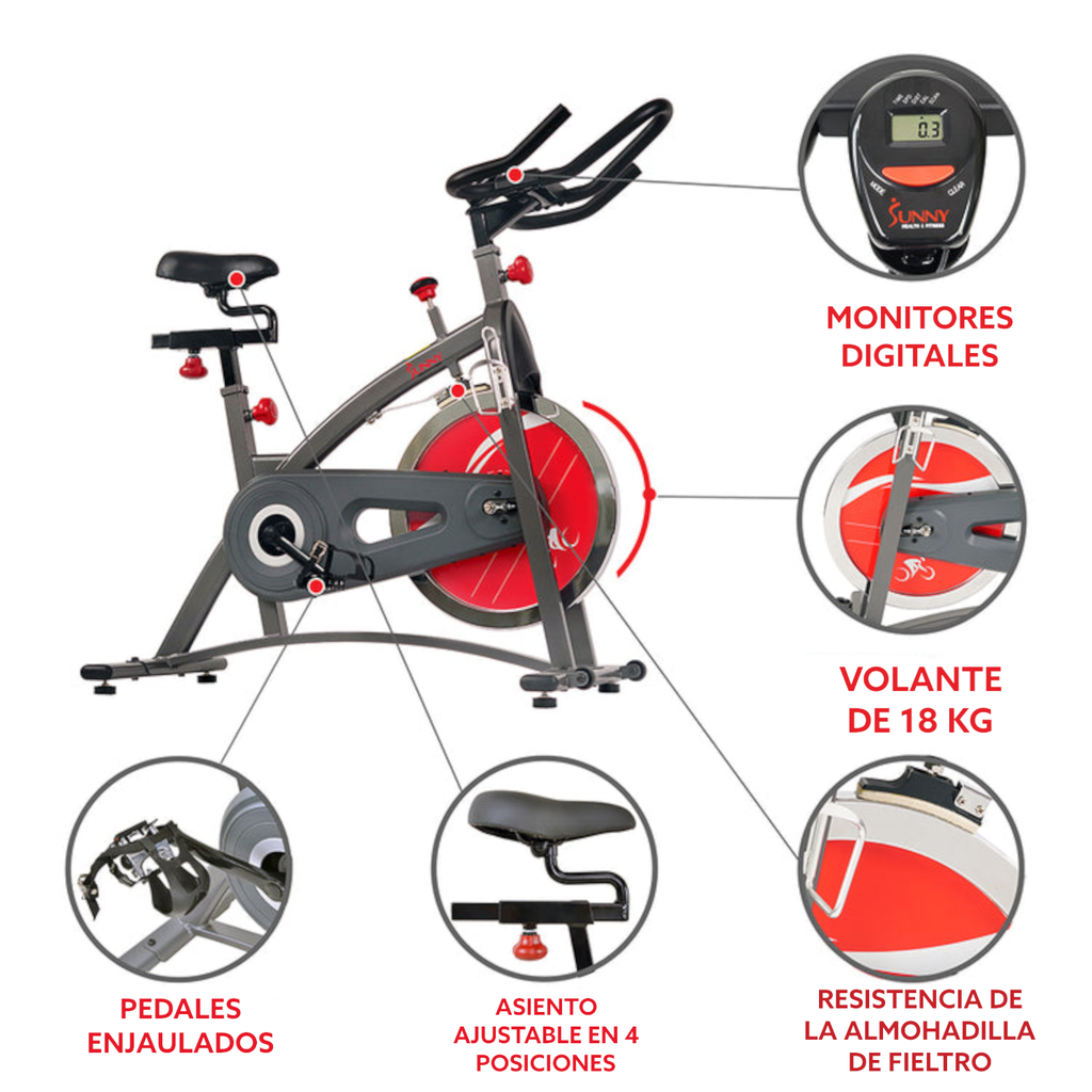 SUNNY HEALTH & FITNESS BELT DRIVE INDOOR CYCLING BIKE SF-B1423