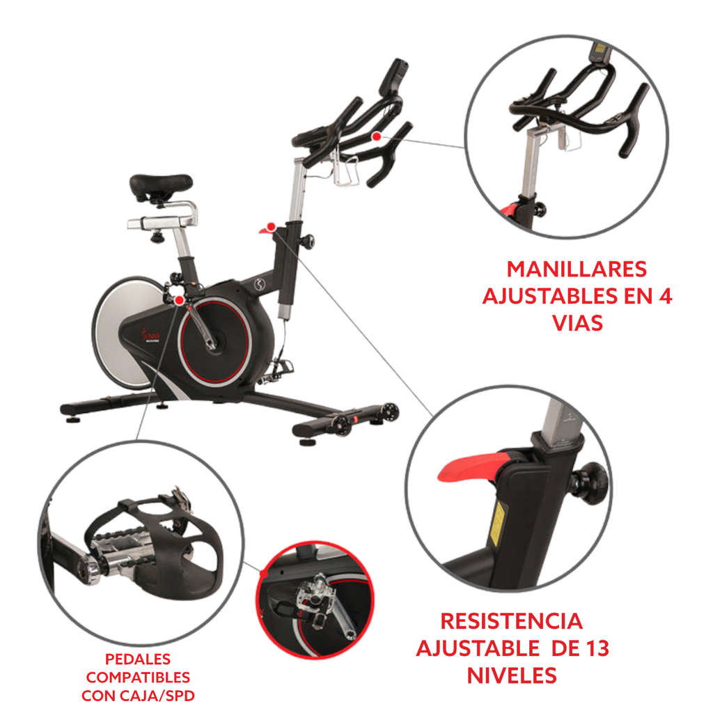 Sunny Health & Fitness Bicicleta Magnética de Ciclismo de Trasmisión por Correa SF-B1709