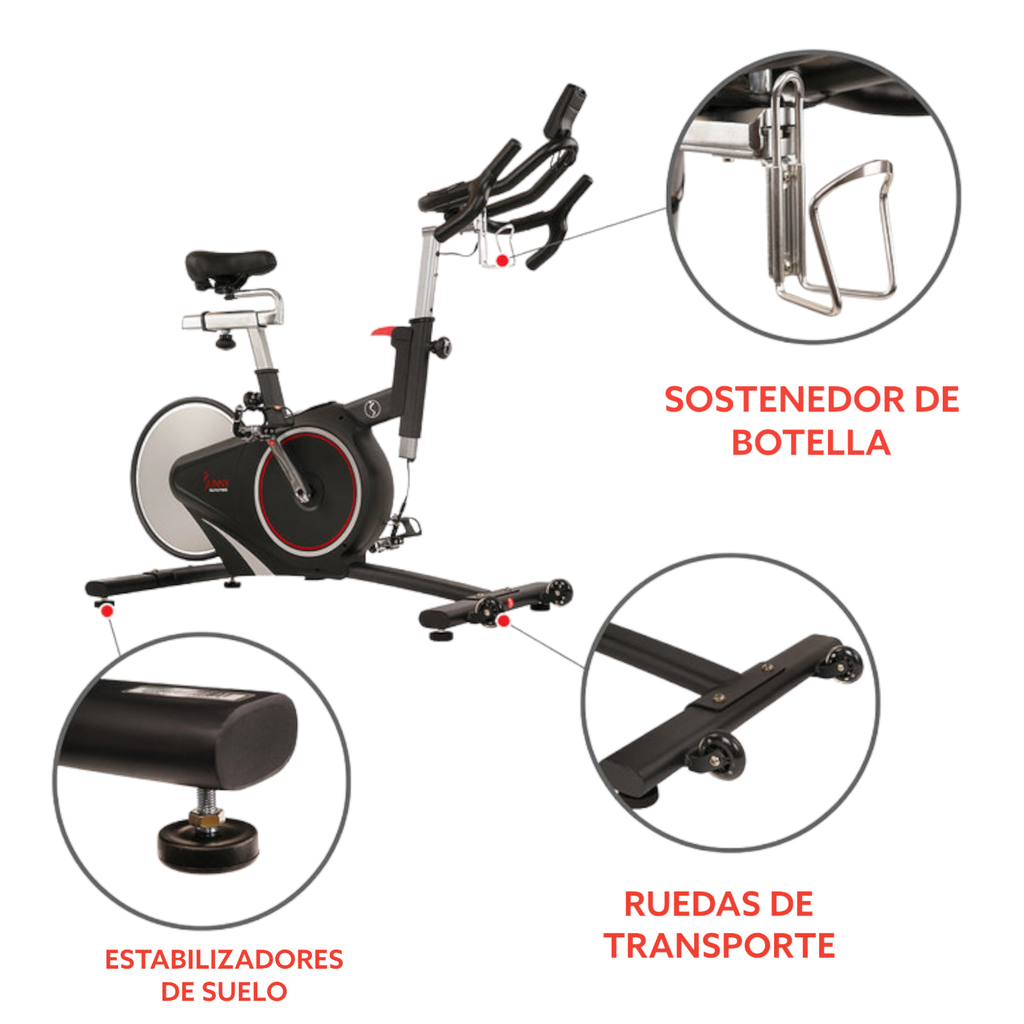 Sunny Health &amp; Fitness Bicicleta Magnética de Ciclismo de Trasmisión por Correa SF-B1709