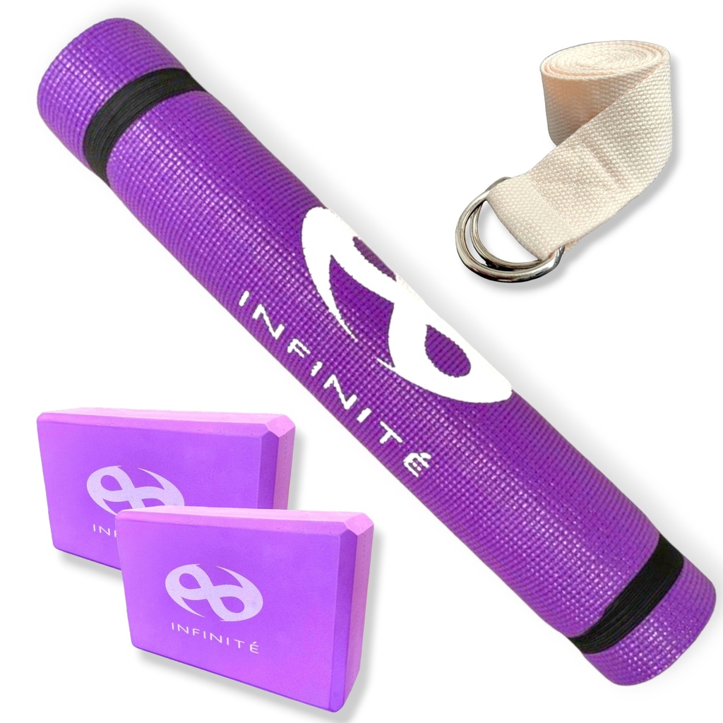 Infinité Set de Yoga Purpura 1 Mat 2 Bloques y 1 Cinturón Mod. IF-YSET-P1