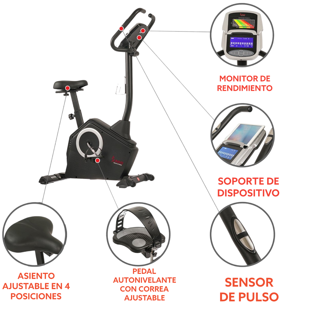 SUNNY Bicicleta Vertical Programable con monitor y control de pulso SF-B2883