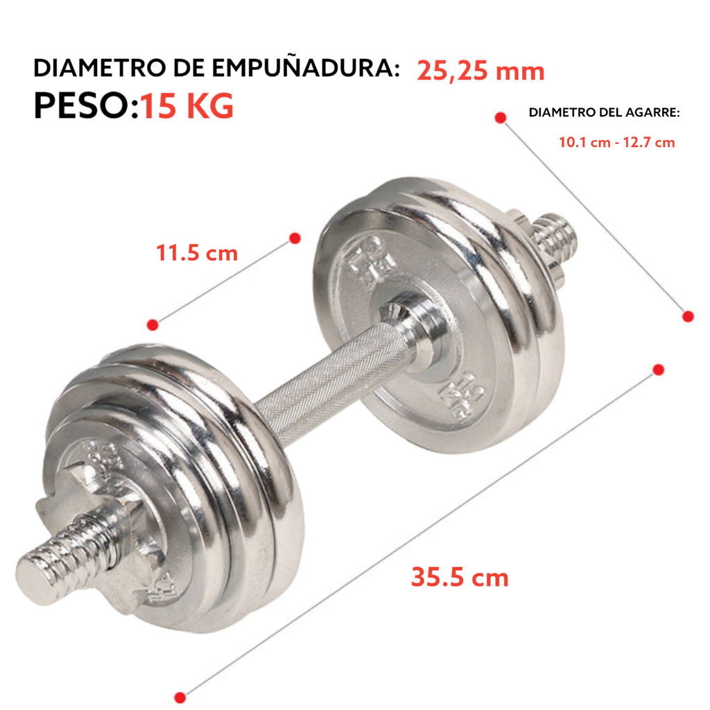 Sunny Juego de Mancuernas Cromadas 15 Kg SF-NO.014