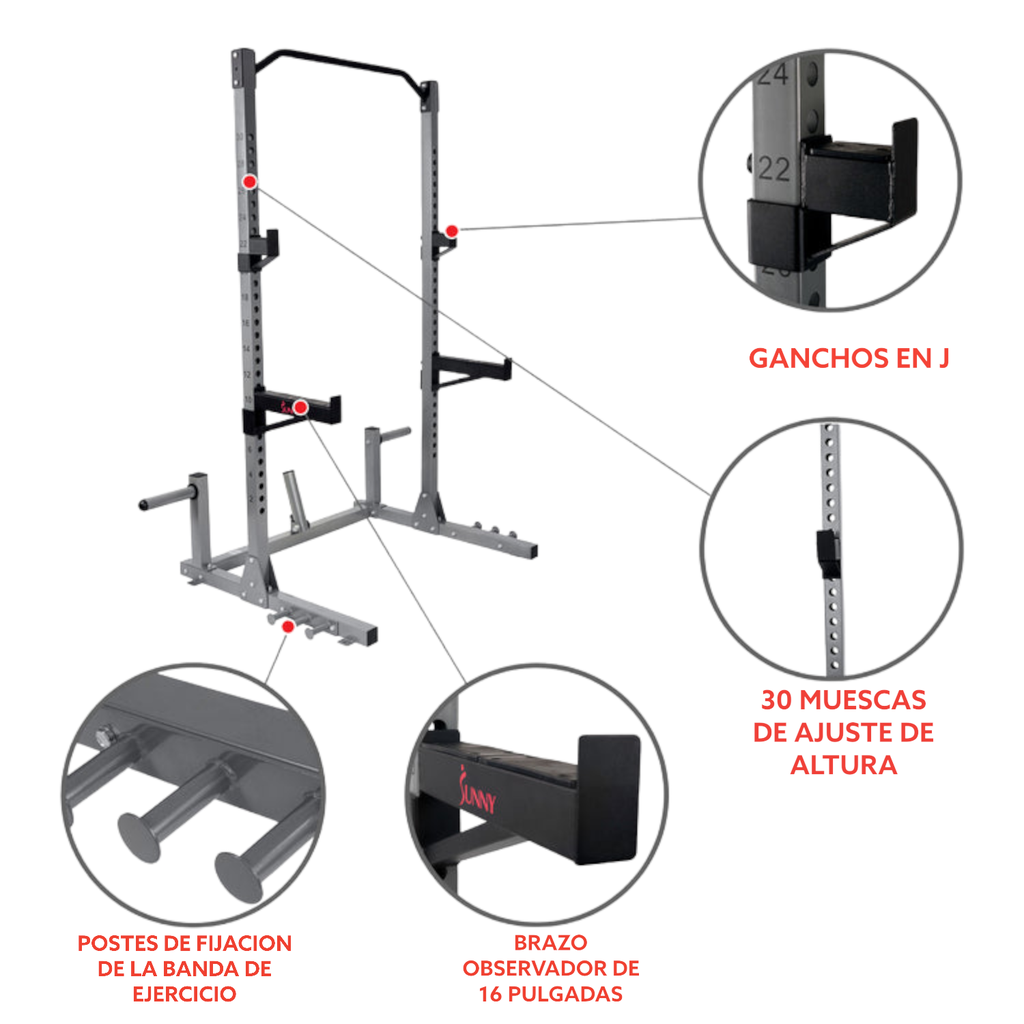 Sunny Health &amp; Fitness Rack de Potencia para Sentadilla Power Rack SF-BH6802