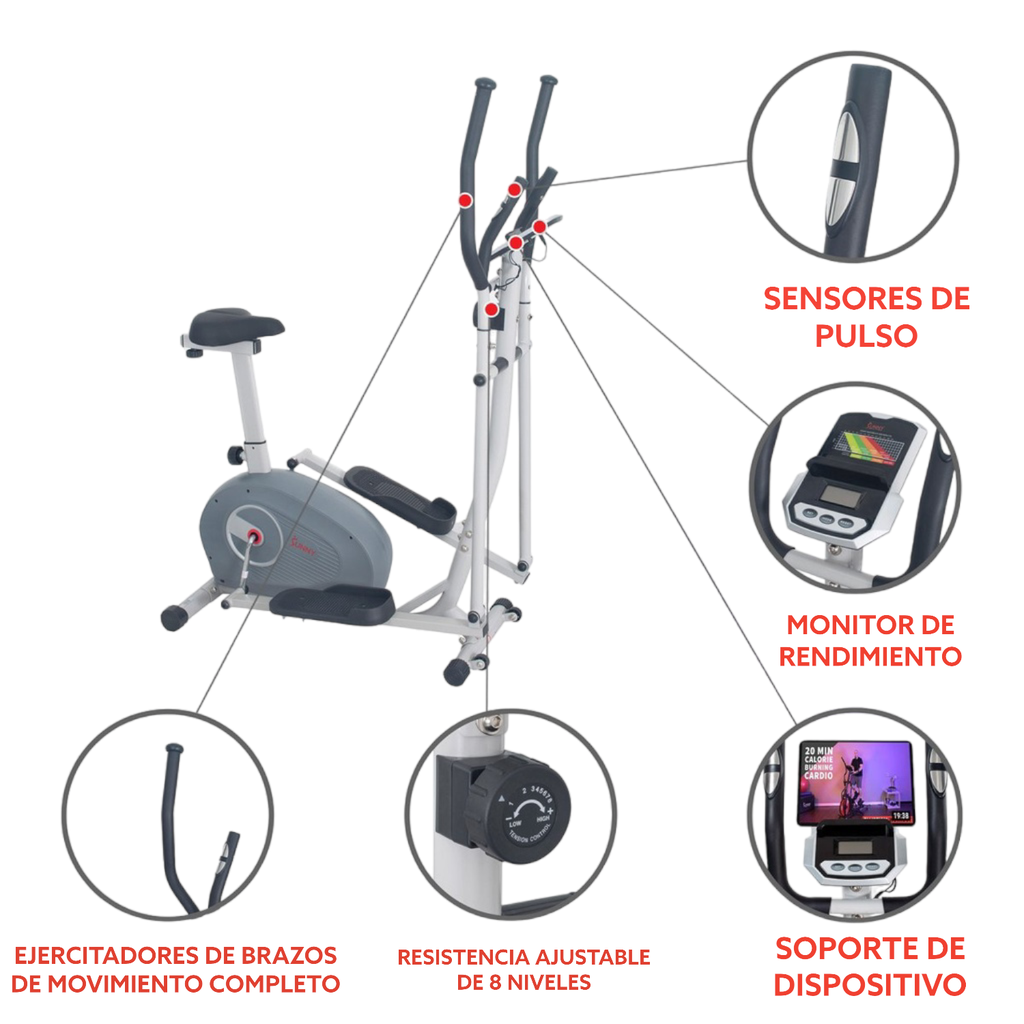 SUNNY Bicicleta Elíptica Magnética - Bicicleta Vertical Elíptica 2 en 1 SF-E3903