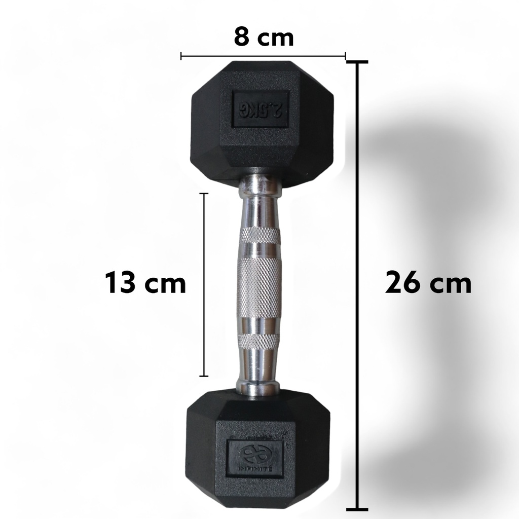 Infinité Mancuerna Hexagonal Goma de alta Resistencia Par 2.5 Lb IF-HL2.5