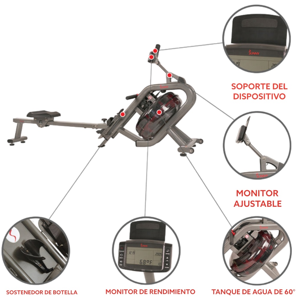 Sunny Health & Fitness Remadora de Agua Phantom Hydro SF-RW5910