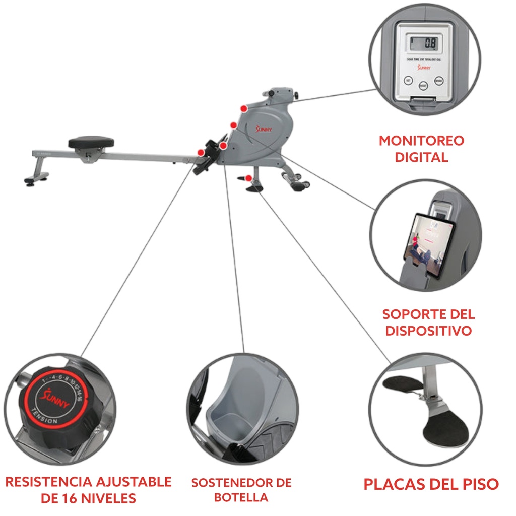 Sunny Health & Fitness Remadora Magnetica Multifuncional SF-RW5935