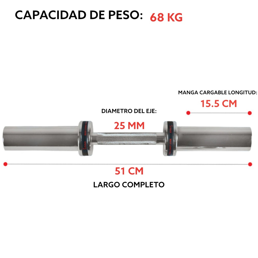 Sunny Barra Olímpica corta de 20&quot; con seguros para armar tus mancuernas SF-OB-20