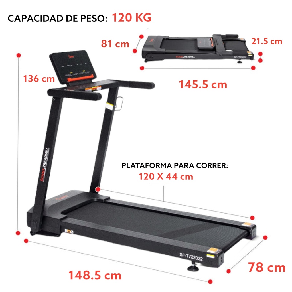 SF-T722022 SunnyHealth & Fitness Interactive Slim AutoIncline Treadmill with Bluetooth