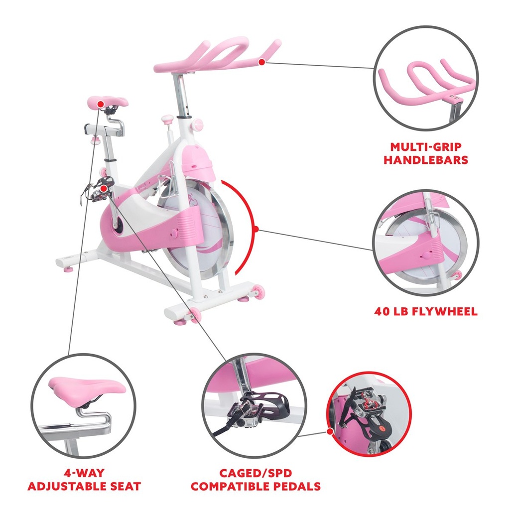 Sunny Health & Fitness P8150 Pink Belt Drive Premium Indoor Cycling Bike