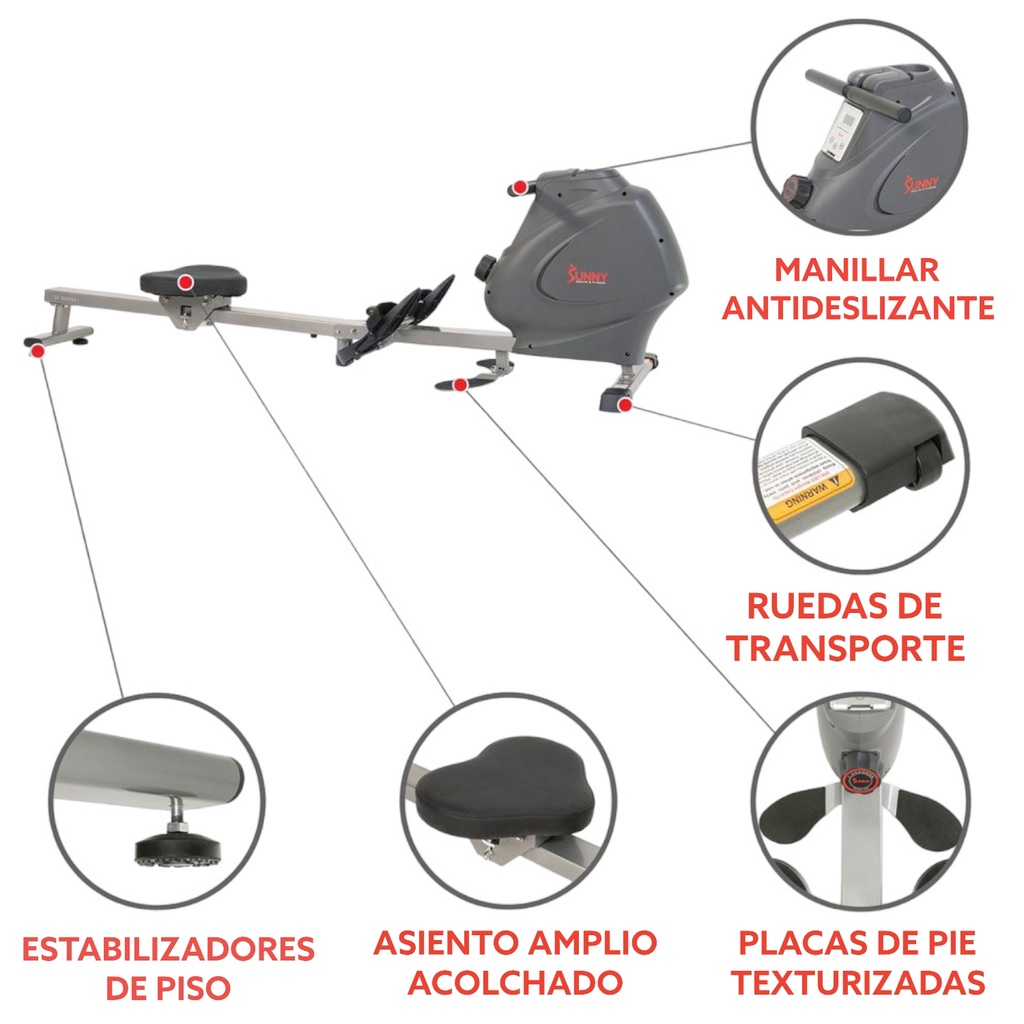 Sunny Health & Fitness  Máquina de Remo magnética multifunción SF-RW5941