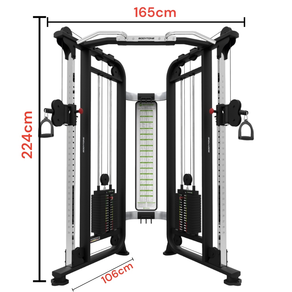 Bodytone Functional Personal Trainer Machine/Crossover en V/Polea Dual   (95 kg + 95 kg) BT-EC01