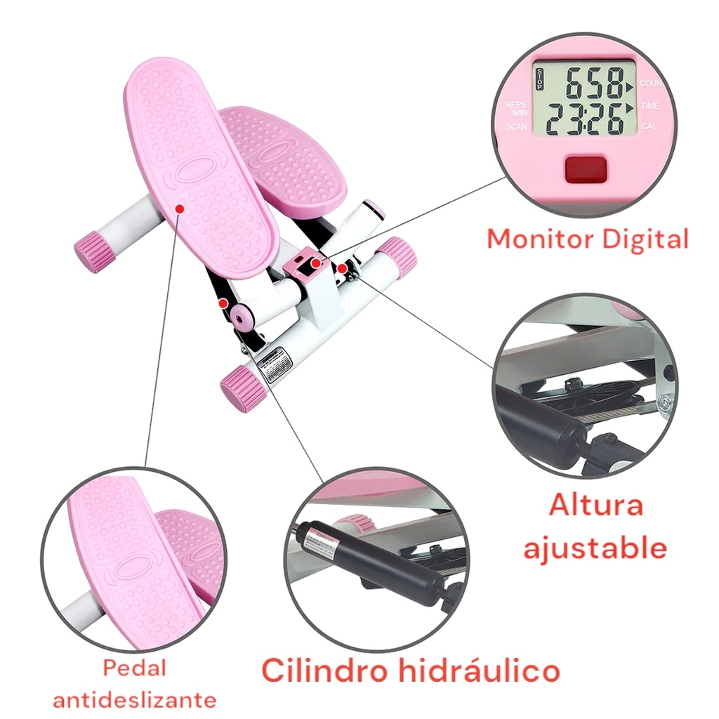 Sunny Health &amp; Fitness Pink Adjustable Twist Stepper SF-P8000