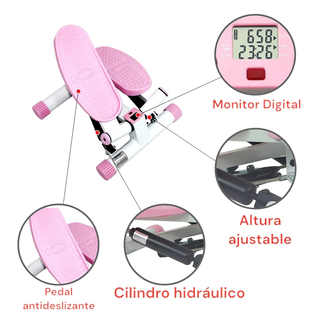 Sunny Health & Fitness Pink Adjustable Twist Stepper SF-P8000