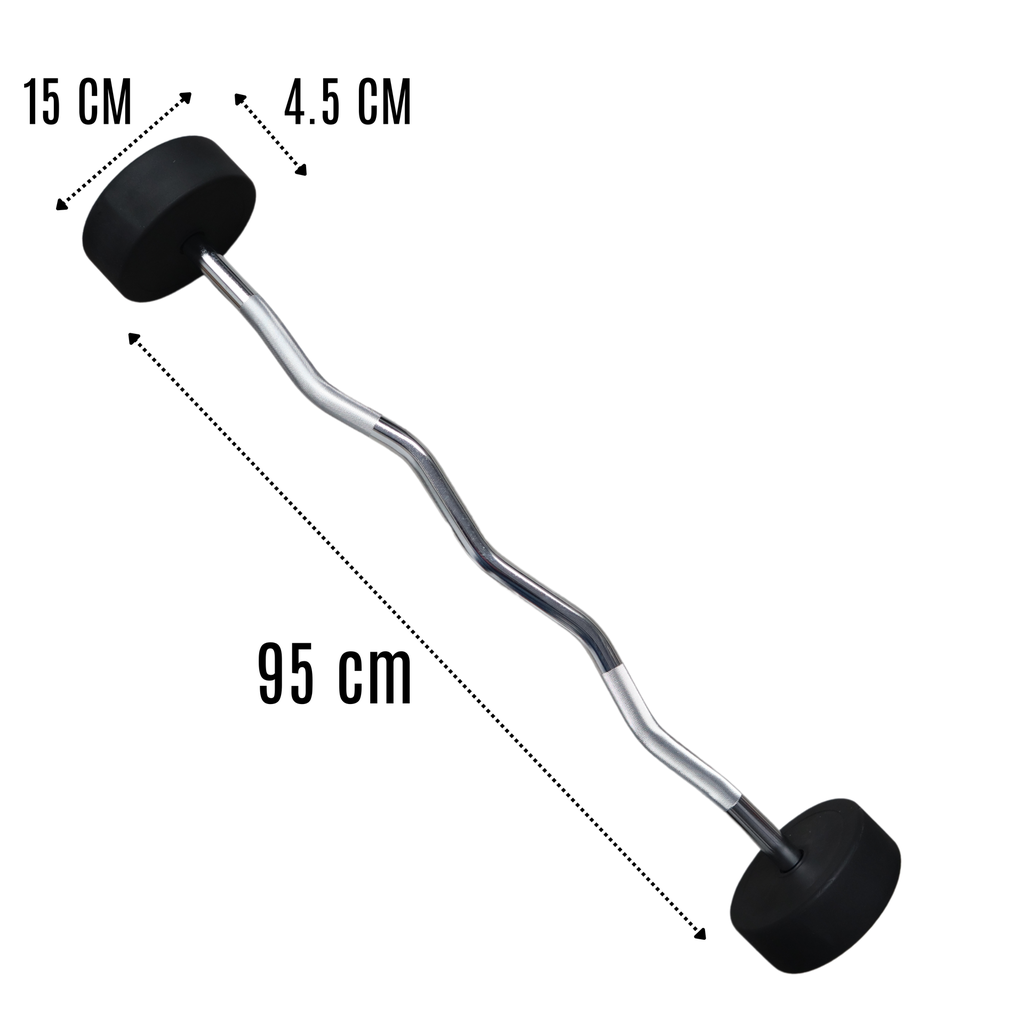 Infinité Barbell EZ Curl/Barra Curva/Barra Z peso integrado 15 Kg Línea económica IF-LEBC15