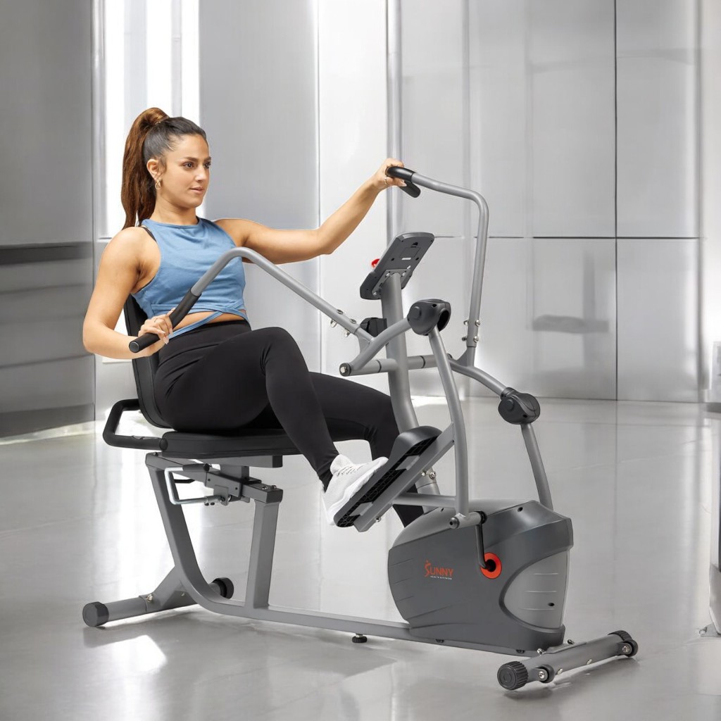 Sunny Health & Fitness Elíptica y bicicleta elíptica reclinada SF-RBE420035