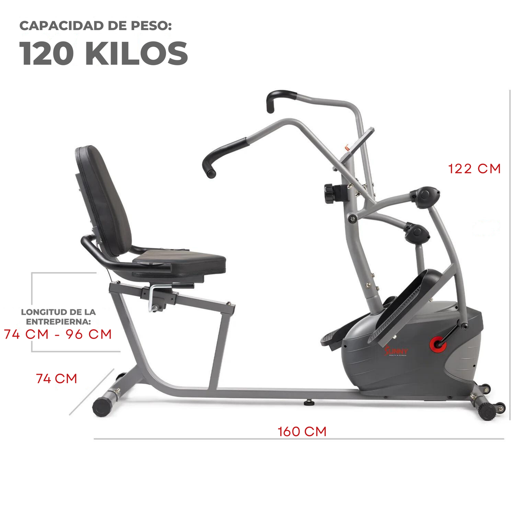 Sunny Health & Fitness Elíptica y bicicleta elíptica reclinada SF-RBE420035