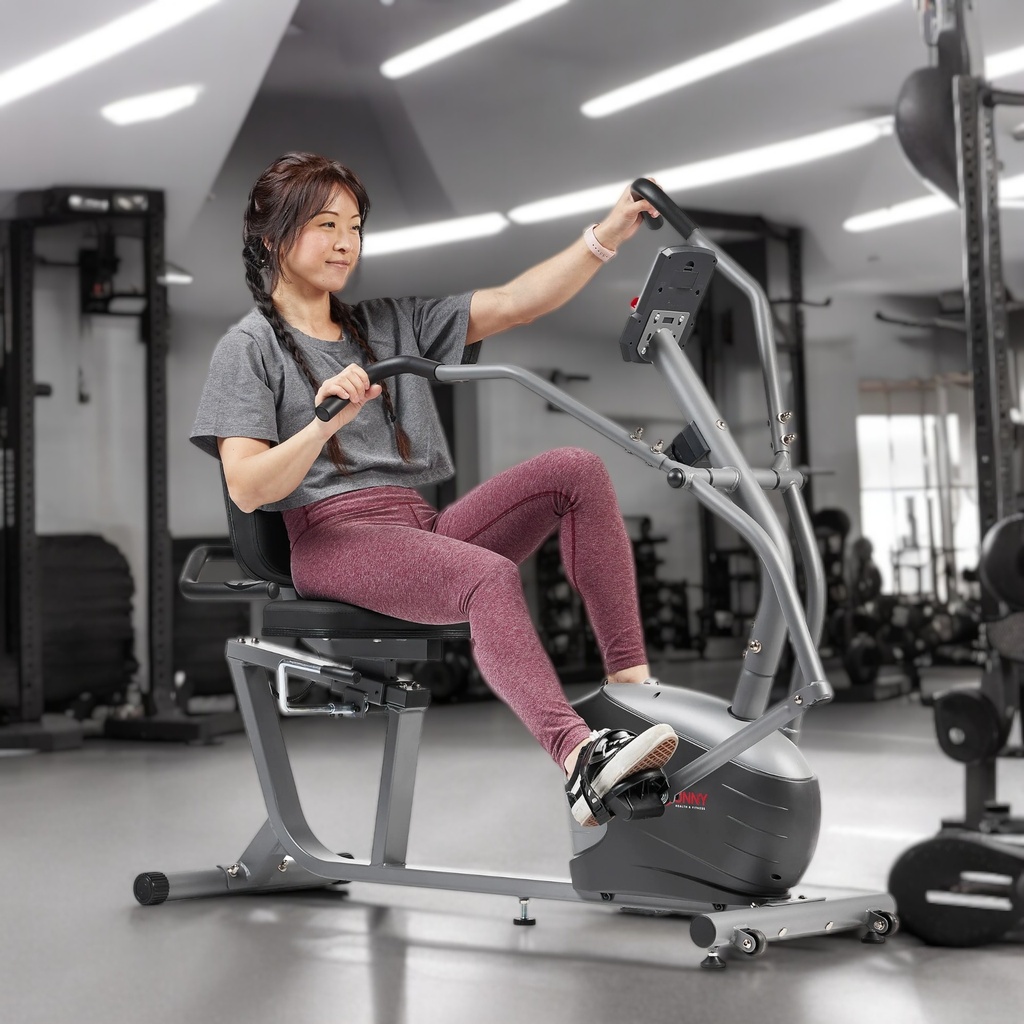 SUNNY HEALTH & FITNESS Bicicleta reclinada interactiva de alto rendimiento SF-RB420032