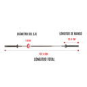 Sunny health and fitness Barra Semi-Olímpica Profesional 152 cm SF-OB-60