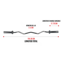 Sunny Health & Fitness Barra curva olímpica de 47" Con collares de aro / 47" Olympic Curl Bar with Ring Collars SF-OB-47