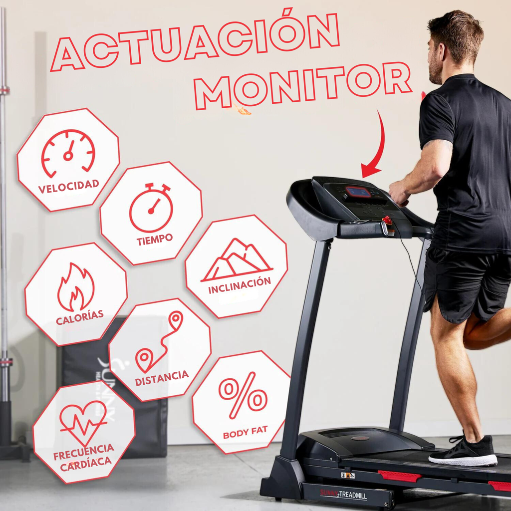 Sunny Health & Fitness Caminadora inclinación automática / Premium Folding Auto-Incline Smart Treadmill SF-T7705SMART