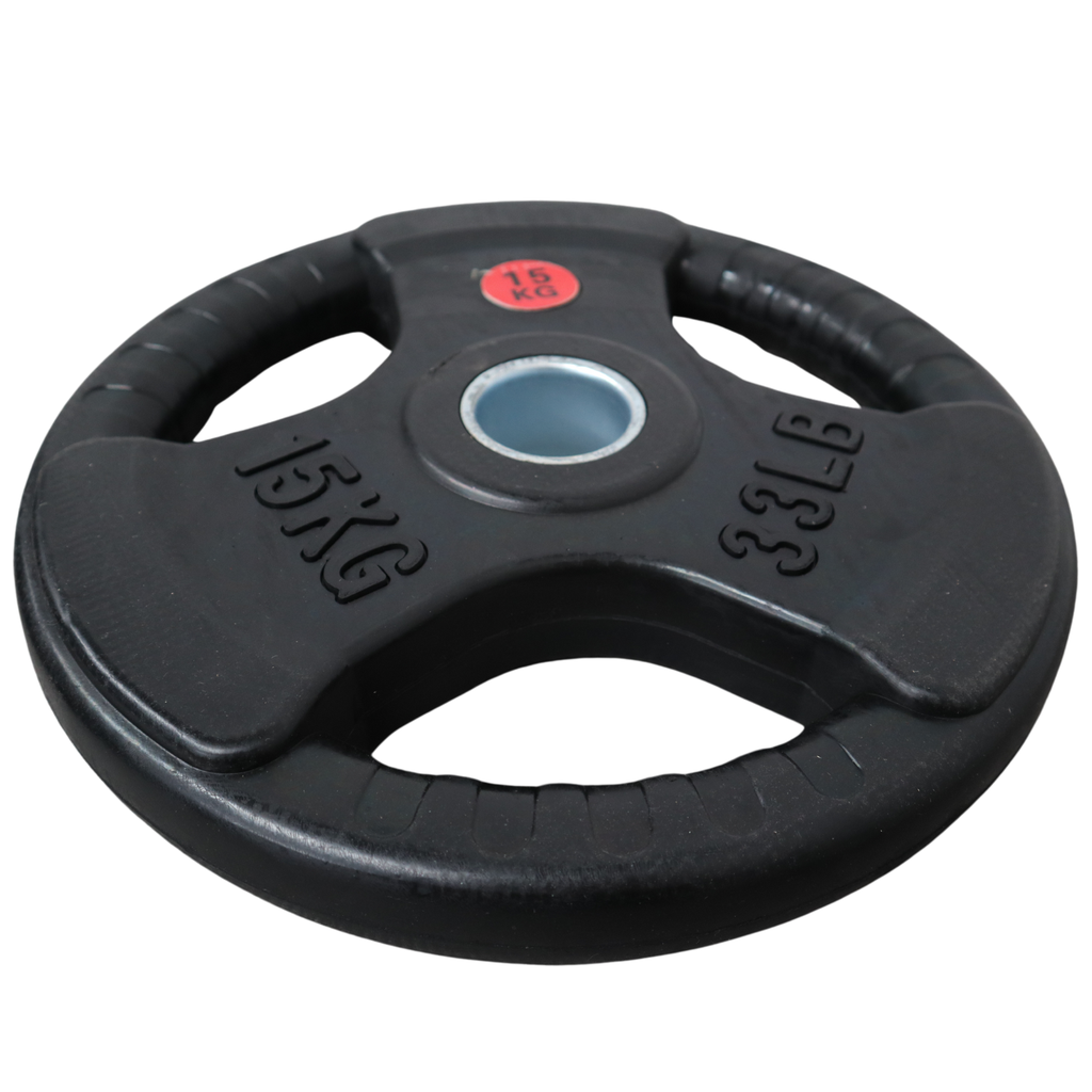 INFINITÉ DISCO OLIMPICO NEGRO FORRO DE GOMA 3 PERFORACIONES 15 KG/3-HOLES BLACK RUBBER  PLATE  15 KG