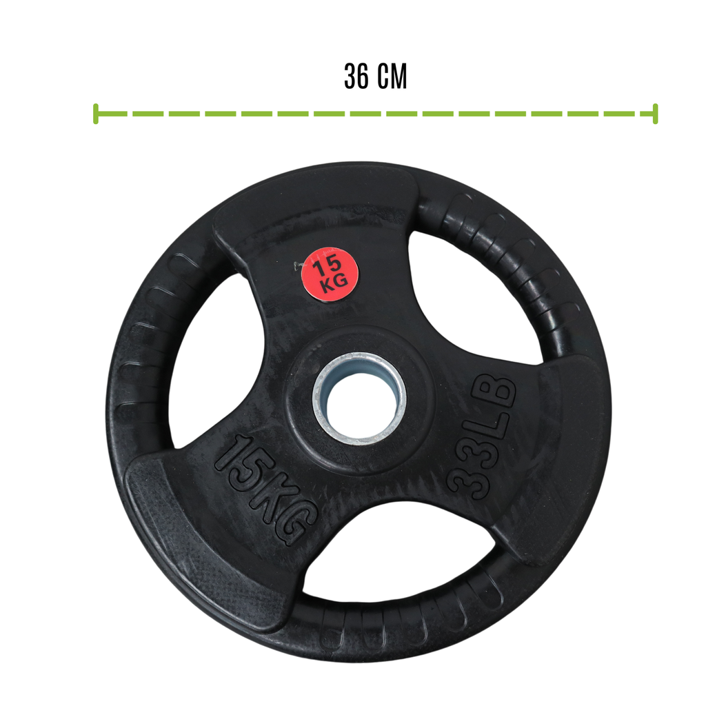 INFINITÉ DISCO OLIMPICO NEGRO FORRO DE GOMA 3 PERFORACIONES 15 KG/3-HOLES BLACK RUBBER  PLATE  15 KG